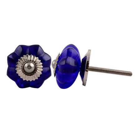 Navy Blue Small  Melon Glass Knob