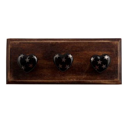 Silver Star Heart Ceramic Wooden Hooks