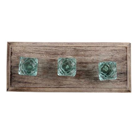 Water Glass Cut Square Wooden Hooks