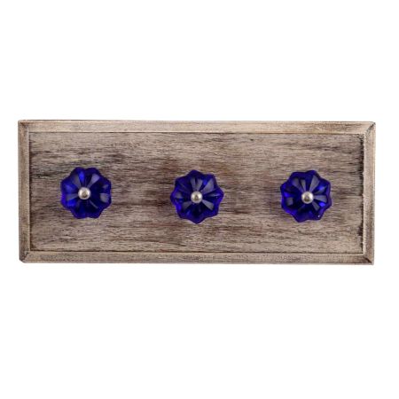 Navy Blue Small Melon Glass Wooden Hooks