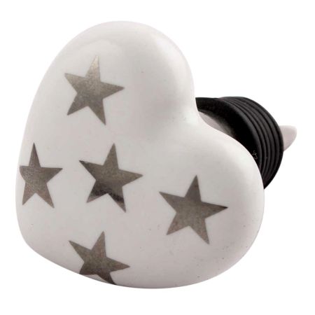 Silver Star Heart Ceramic Wine Stopper (Set of one piece)