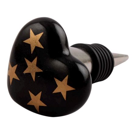 Golden Star Heart Ceramic Wine Stopper (Set of one piece)