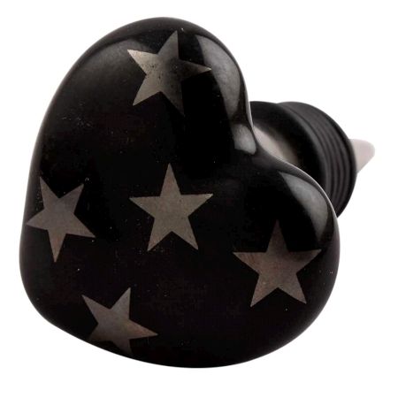 Silver Star Heart Ceramic Wine Stopper (Set of one piece)