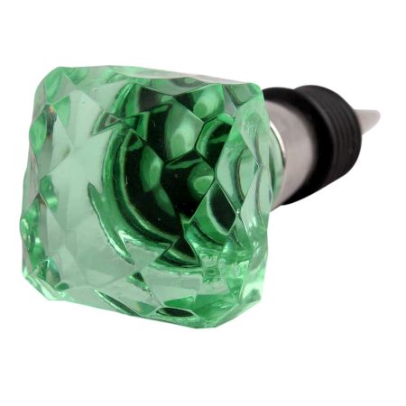 Green Glass Square Cut Wine Stopper (Set of one piece)