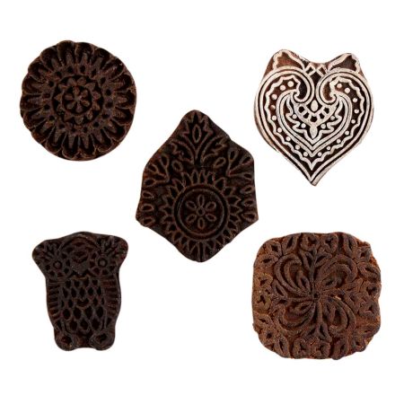 Set of 5 Piece New Mix Wooden Printing Block