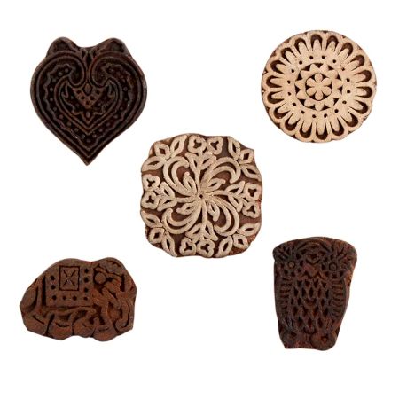 Set of 5 Piece New Mix Wooden Printing Block
