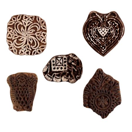 Set of 5 Piece New Mix Wooden Printing Block