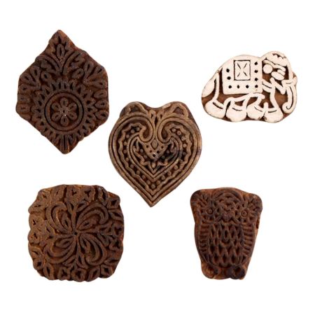 Set of 5 Piece New Mix Wooden Printing Block