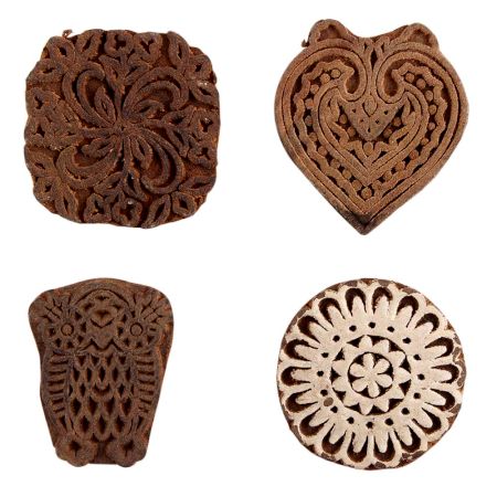 Set of 4 Piece New Mix Wooden Printing Block