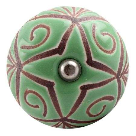 Pea Green Etched Ceramic Wine Stopper (Set of one piece)