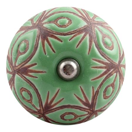 Pea Green Etched Ceramic Wine Stopper (Set of one piece)
