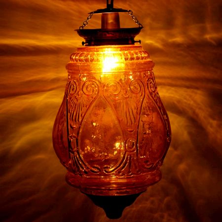 Amber Hanging glass light fixture Big Lamp