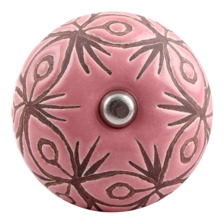 Pink Etched Ceramic Floral Dresser Knob Online