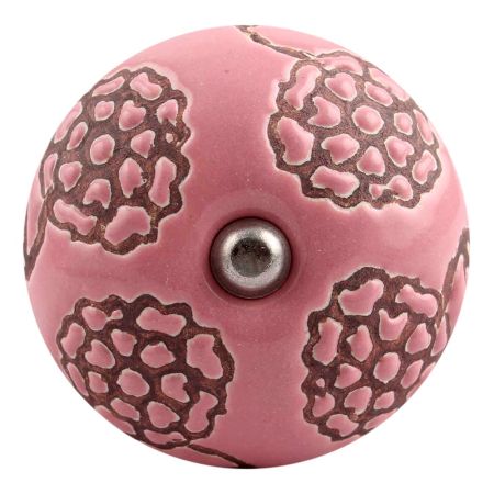 Pink Marigold Etched Ceramic Wine Stopper (Set of one piece)