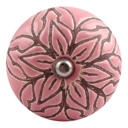 Pink Amarylis Floral Etched Ceramic Wine Stopper (Set of one piece)