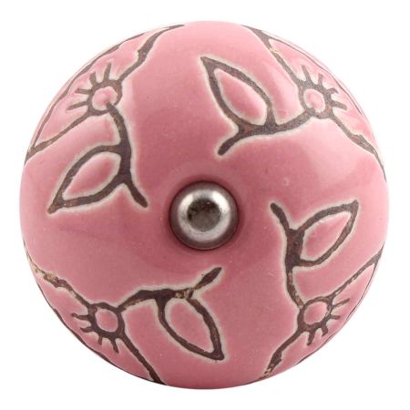 Pink Calla Lily Brown Etched Ceramic Wine Stopper (Set of one piece)