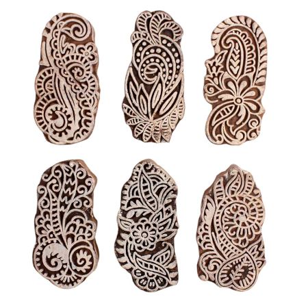 Set of 6 Piece New Mix Wooden Printing Block