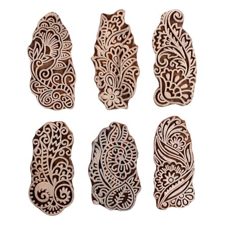 Set of 6 Piece New Mix Wooden Printing Block