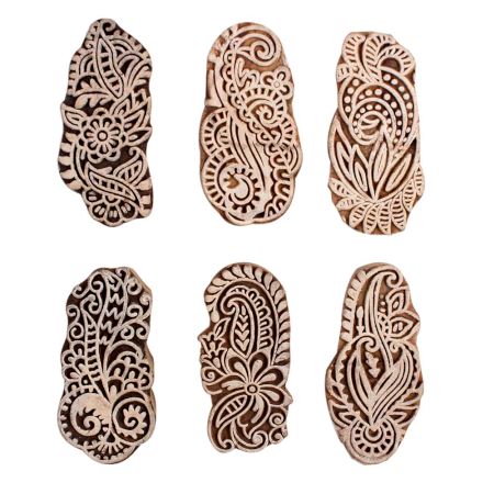 Set of 6 Piece New Mix Wooden Printing Block