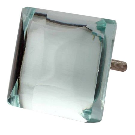 Venetian Clear Square Flat Glass Dresser Knob