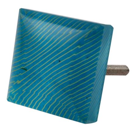 Turquoise Square Flat Glass Cabinet Knob