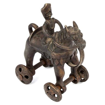 Vintage India Brass Horse with Rider