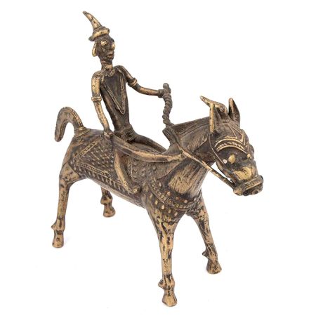 Brass Warrior Horse Statue