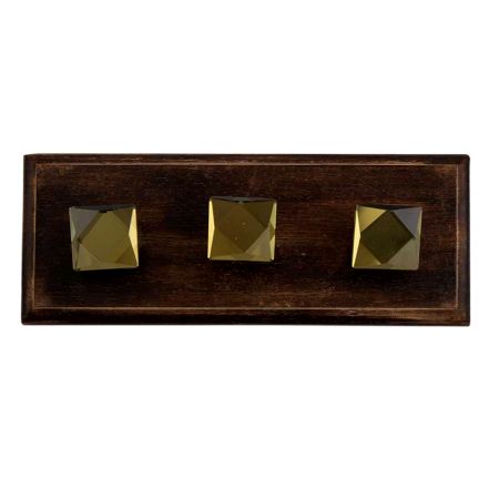Golden Square Cut Flat Glass Wooden Hooks