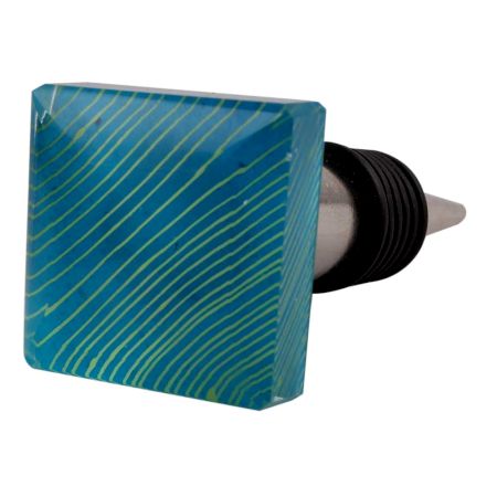 Turquoise Square Flat Glass Wine Stopper (Set of one Piece)