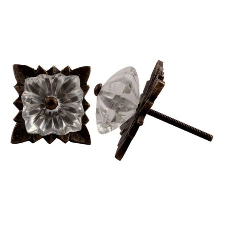 Clear Square Melon Glass Drawer Knob