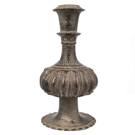 Brass Floral Motif Carving Pot or Hookah Base
