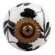 Black Leaf Flower Ceramic Cabinet Knob