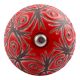 Red Etched Ceramic Floral Dresser Knob Online