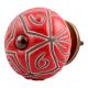 Red Etched Ceramic Floral Cabinet Knob Online