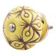 Yellow Etched Ceramic Floral Dresser Knob Online