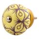 Yellow Etched Ceramic Floral Dresser Knob Online