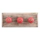 Red Etched Ceramic Floral Wooden Hooks