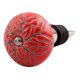 Red Amarylis Floral Etched Ceramic Wine Stopper (Set of one piece)