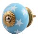 Turquoise Star Ceramic Cabinet Knob