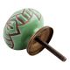 Pea Green Etched Ceramic Floral Cabinet Knob Online