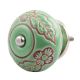 Pea Green Leaf Flower Etched Ceramic Drawer Knob