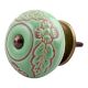 Pea Green Leaf Flower Etched Ceramic Drawer Knob