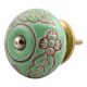 Pea Green Leaf Flower Etched Ceramic Drawer Knob
