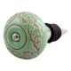 Pea Green Leaf Flower Etched Ceramic Wine Stopper (Set of one piece)