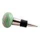 Pea Green Leaf Flower Etched Ceramic Wine Stopper (Set of one piece)