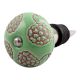 Pea Green Marigold Etched Ceramic Wine Stopper (Set of one piece)