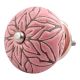 Pink Amarylis Floral Etched Ceramic Drawer Knob