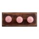 Pink Leaf Flower Etched Ceramic Wooden Hooks
