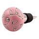 Pink Calla Lily Brown Etched Ceramic Wine Stopper (Set of one piece)
