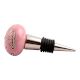 Pink Calla Lily Brown Etched Ceramic Wine Stopper (Set of one piece)